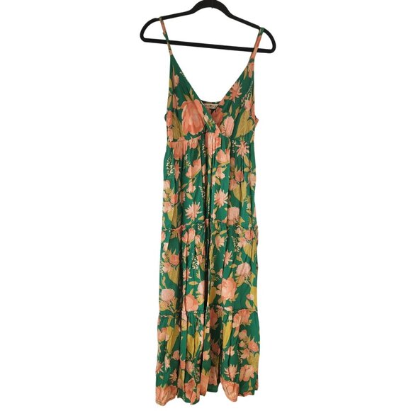 Natural Life Ella Green Floral Maxi Dress Full Length Boho Bohemian Women's L - Picture 2 of 8